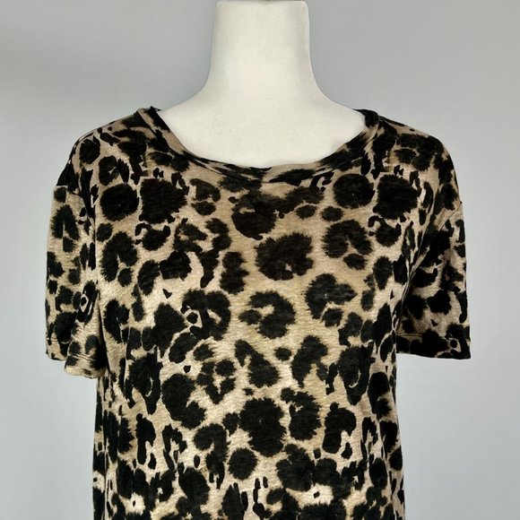 Current Elliott The Crystal Leopard Print Linen Jersey Mini Dress size 0 - Picture 4 of 11